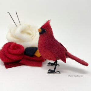 needle felted cardinal