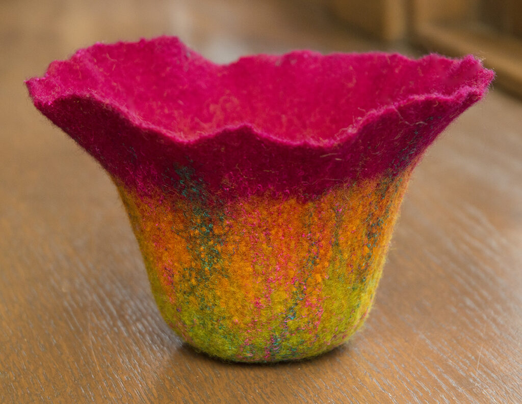 felted tulip bowl