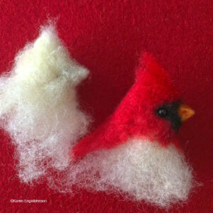 needle felted cardinal