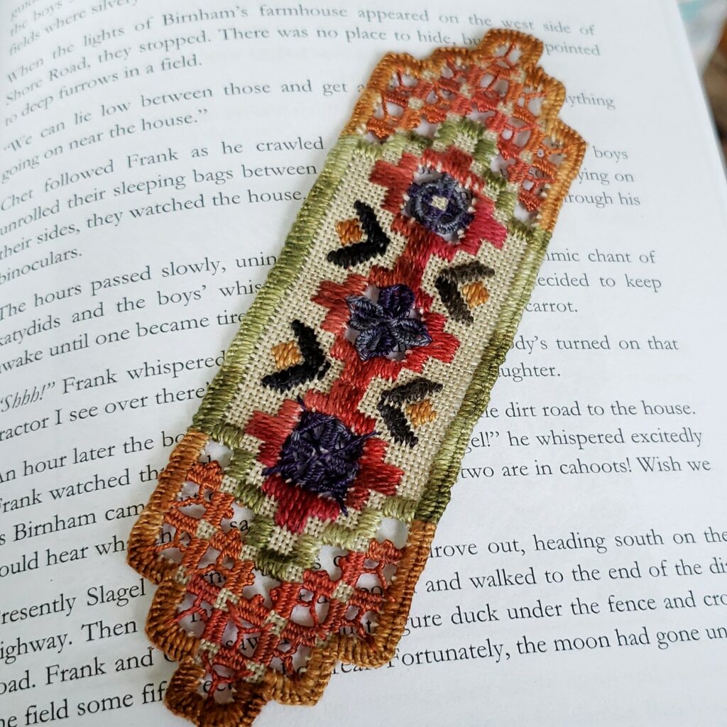 Hardanger embroidered bookmark