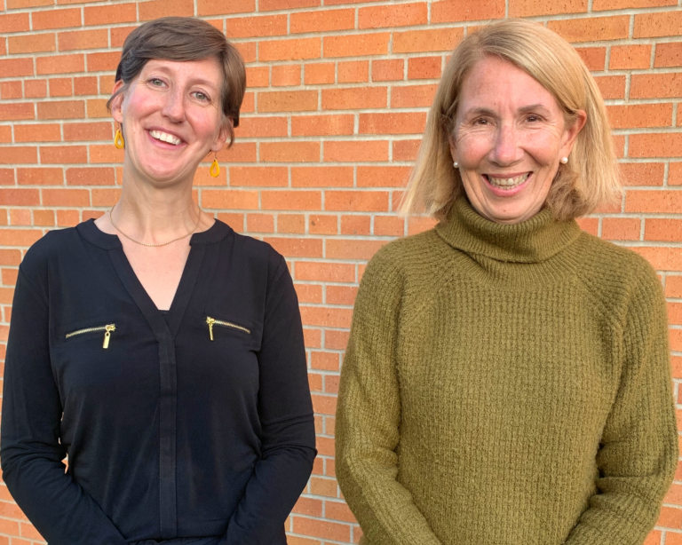 Kate Seitz and Robin Brooksbank outside of Marine Mills Folk School