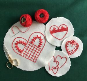Embroidered hearts