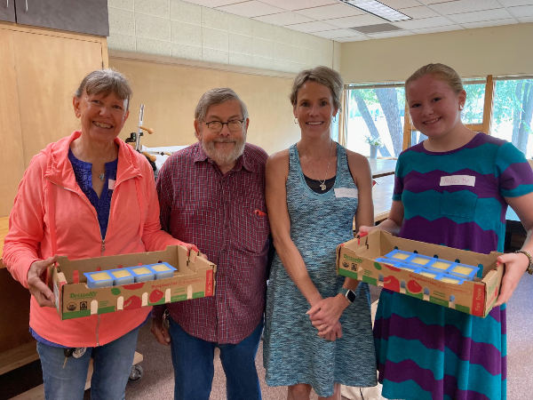 Students with soap trays