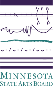 Minnesota State Arts Board logo with lines indicating sheet music and handwriting