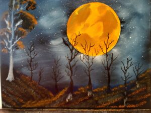 oil painting kevin klein halloween moon
