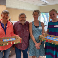 Students with soap trays